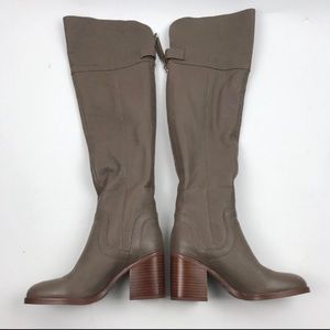 Franco Sarto  Dover Taupe Leather OTK Boots Sz 7.5